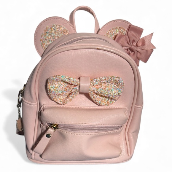 The Unbranded Brand Handbags - Glittery Pink Bow Backpack with Ears